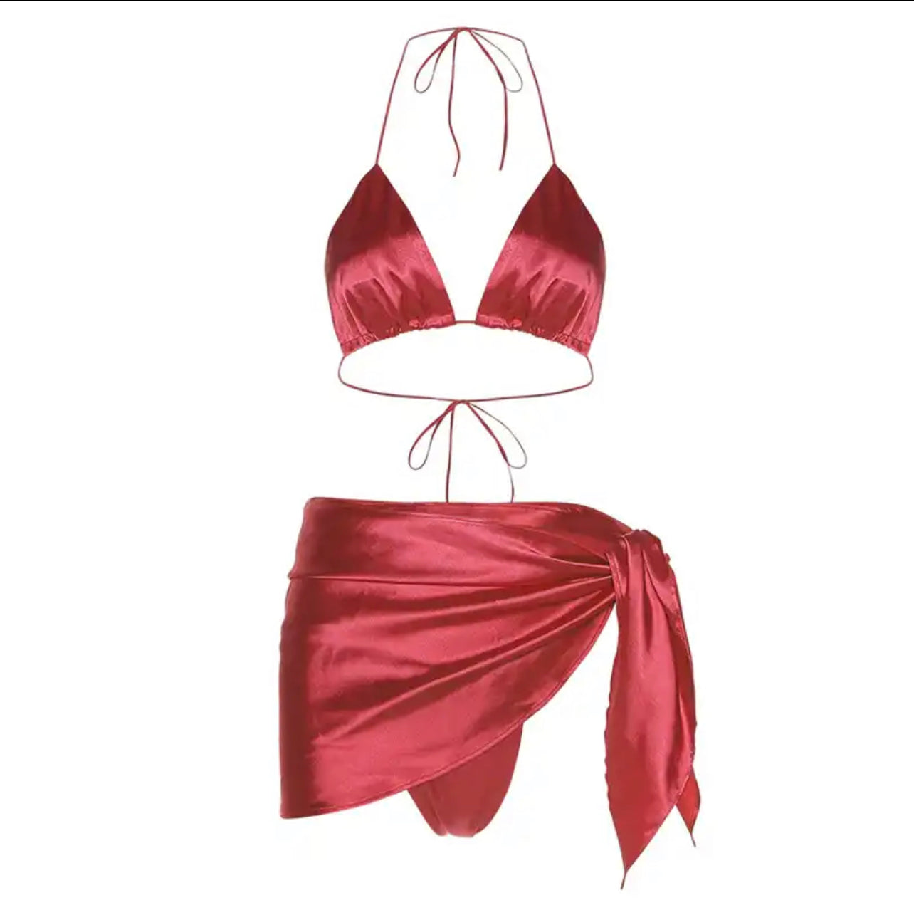 Satin bikini 3 piece set