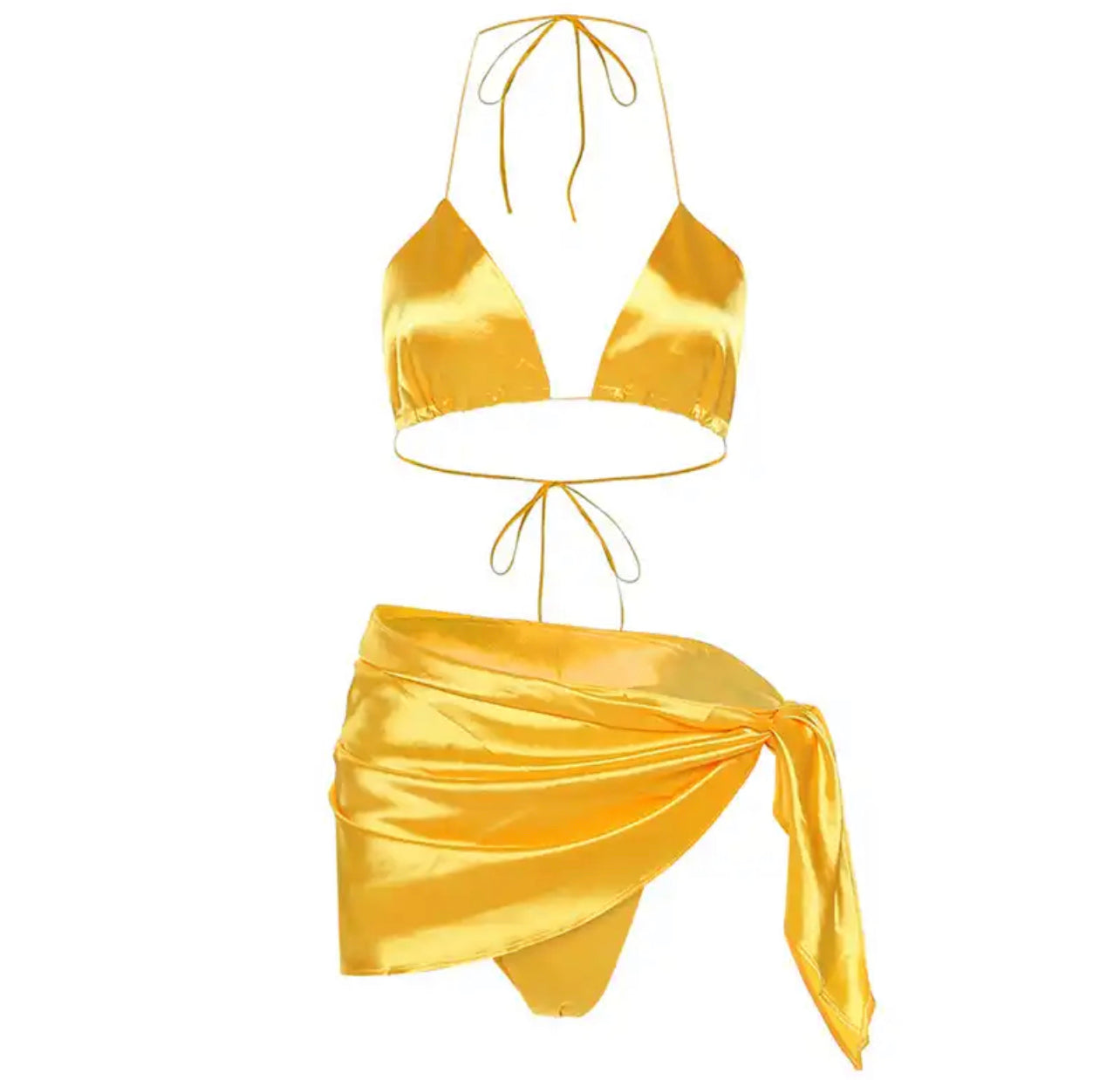 Satin bikini 3 piece set