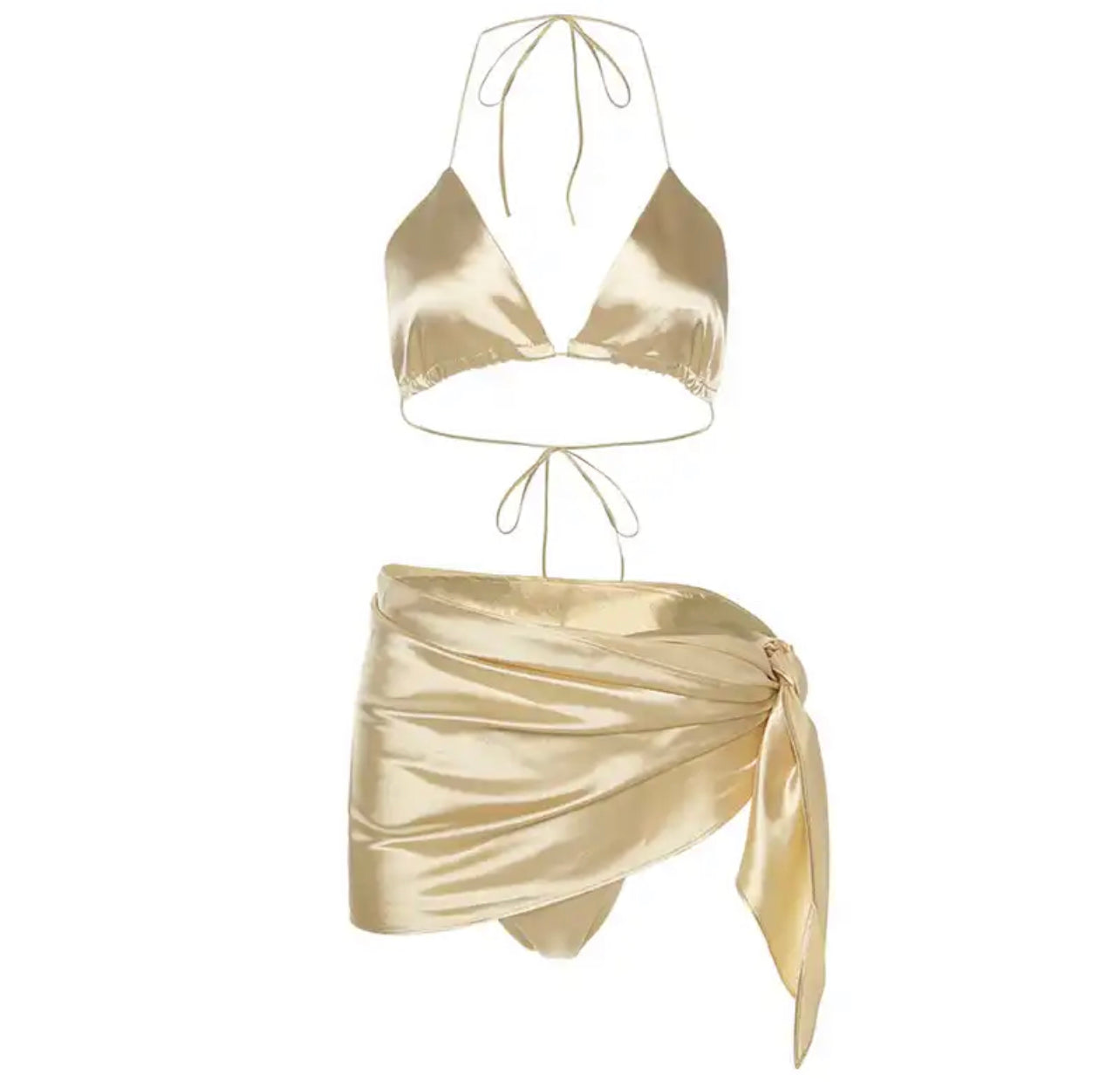 Satin bikini 3 piece set