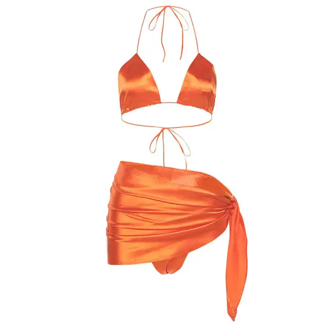 Satin bikini 3 piece set